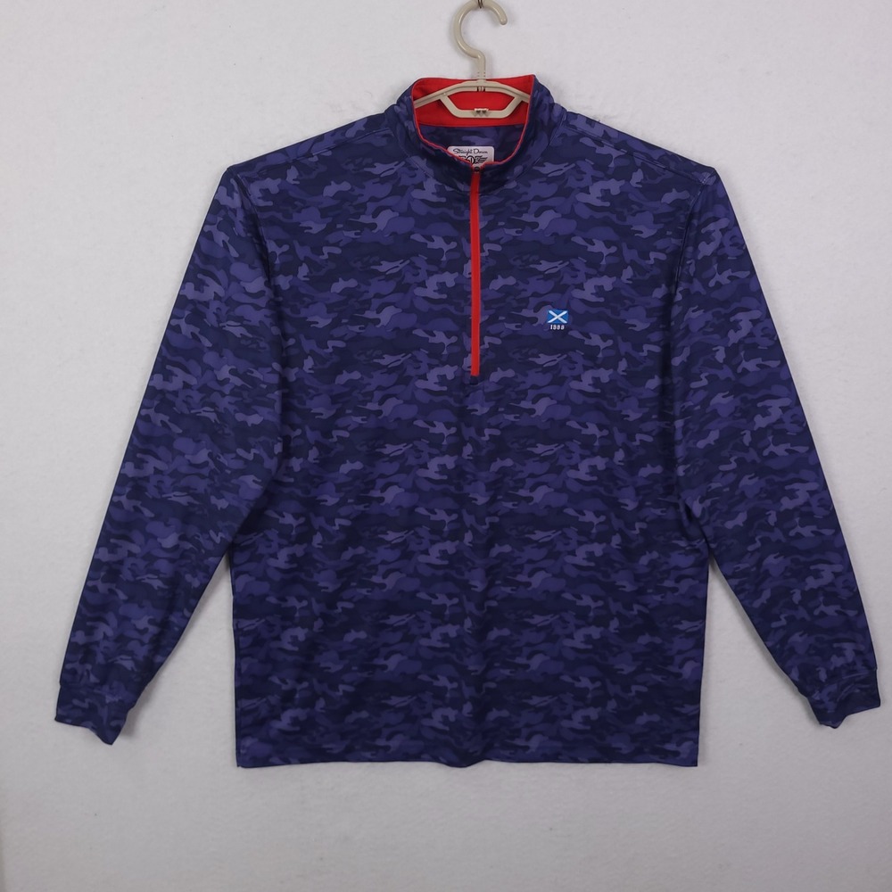 Straight Down Quarter Zip Pullover Mens XL Purple Camo Performance Golf Shirt